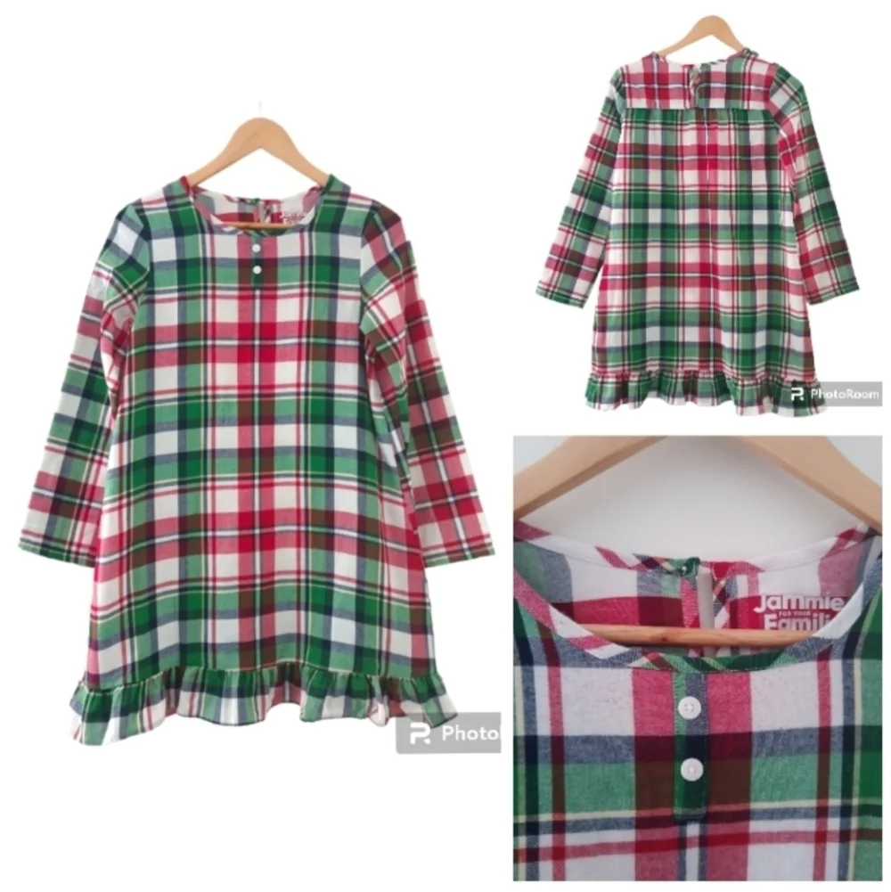 Jammies For Your Families® Christmas Kitsch Plaid Nightgown . Size L (10-12).